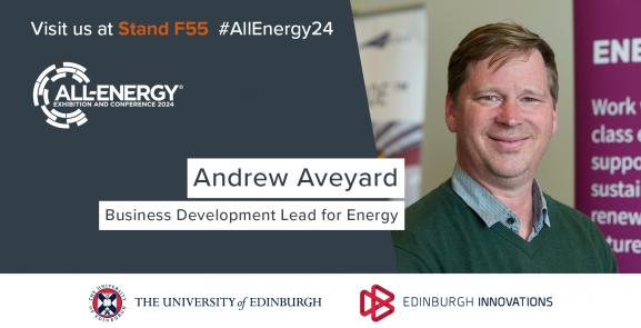 Photo of Andrew Aveyard and his stand at All-Energy Conference